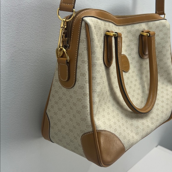 Vintage Gucci Micro GG Boston Bag Cream Tan Monogram Classic Old Money Crossbody - Picture 4 of 16